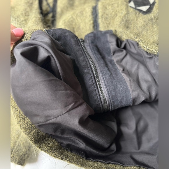 Vintage 80s Canadian Green Wool Mohair‎ Artistic Bohemian Funky Appliqué Coat - Picture 10 of 12